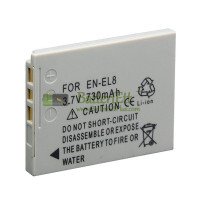 Ersättningsbatteri för Nikon EN-EL8 COOLPIX S1 S2 S3 P1 P2 S5 S6 S7 S8 S9 S51 S50 S52
